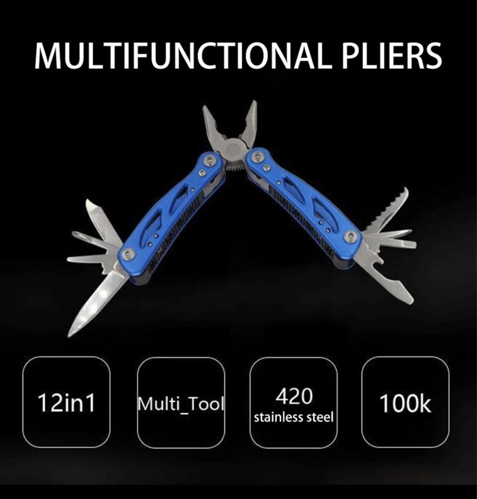 мультитул  10 в 1 плоскогубцы открывашка нож отвертка пилка