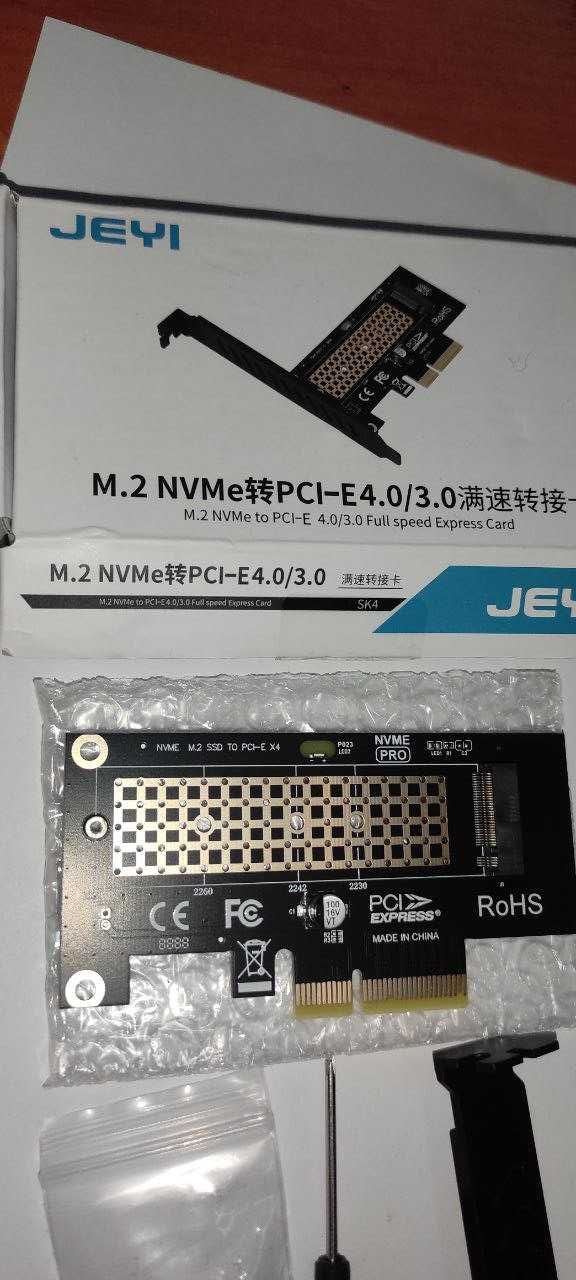 Плата переходник адаптер PCI-E 3.0 4.0 4x x4 для M.2 NVMe Key M