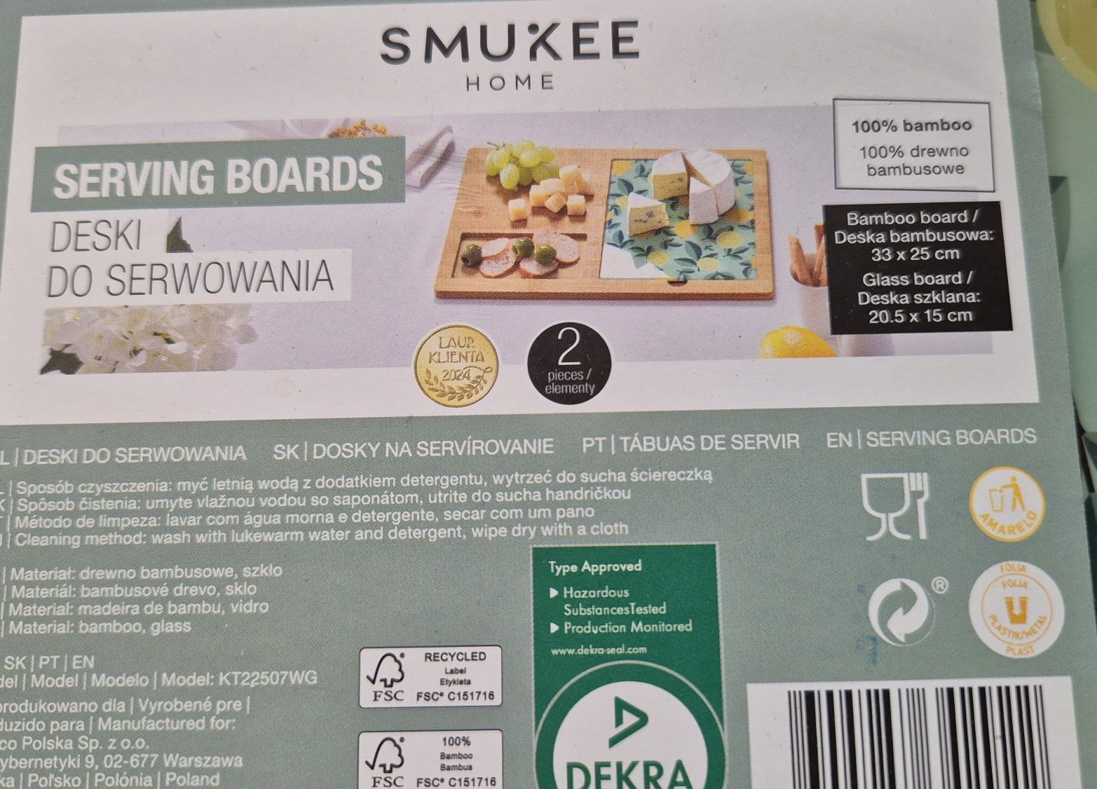 Zestaw deska bambusowa i szklana do serwowania