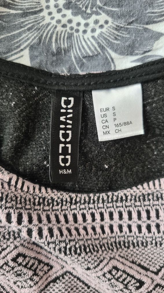 Crop top różowy dopasowany we wzory H&M 36/S