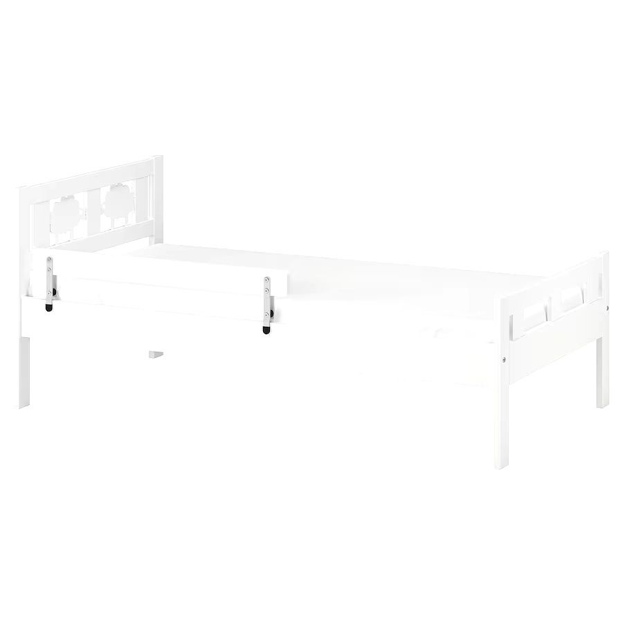 Cama infantil - Estrutura cama c/estrado ripas, branco, c/ colchão