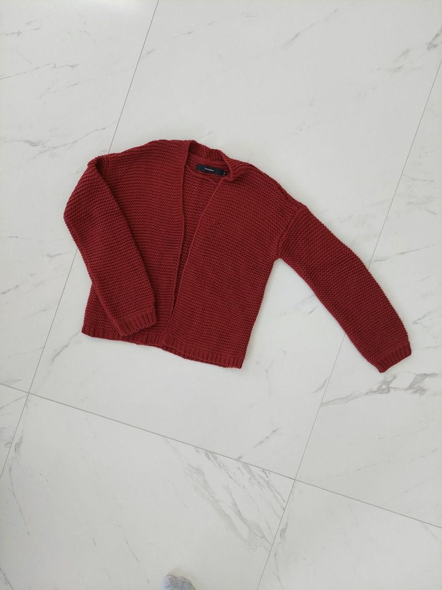 Kardigan sweter Krótki vero moda 34 XS bordowymi burgund