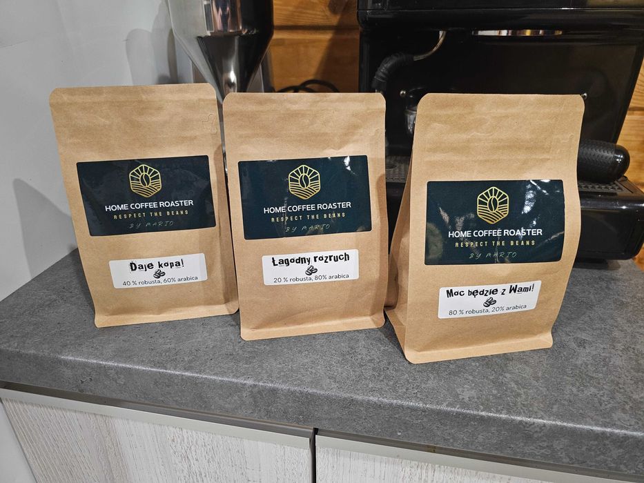 Zestaw 3 rodzajów kaw o różnych mocach z jednej palarni By Mario 600g