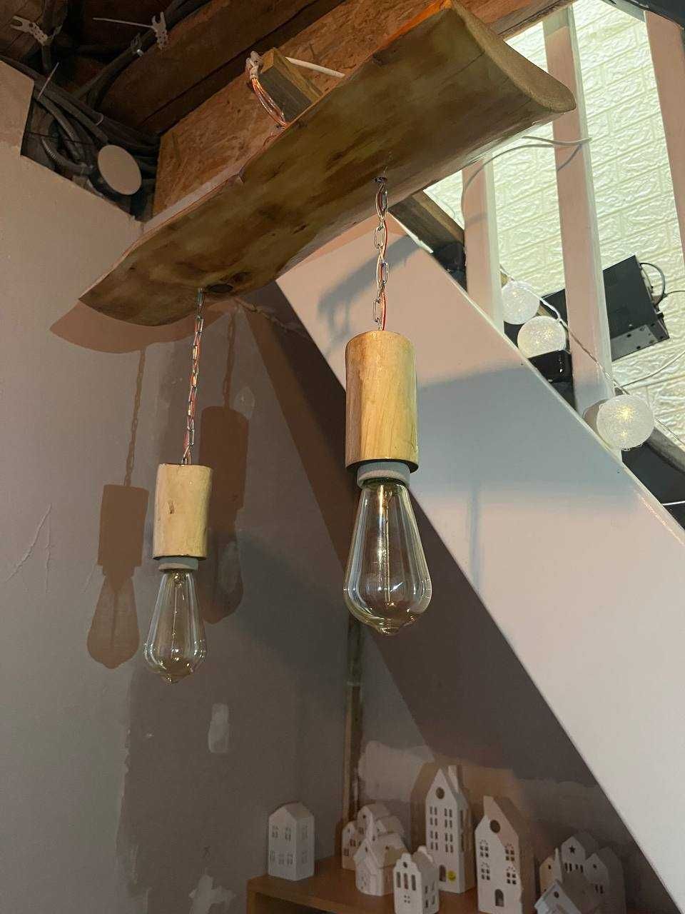 Люстра из дерева в стиле лофт, ручная работа, с лампами Edison
