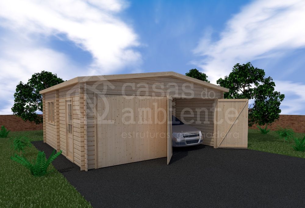 Garagem de Madeira Pré-Fabricada de 36m2 (2 lugares)