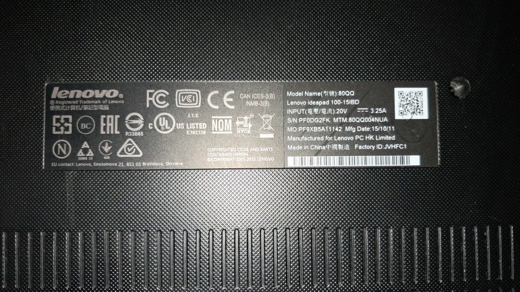 Lenovo100-15IBD Intel i3 nVidia 920m