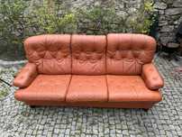 Sofa skórzana ala Chesterfield skóra maturalna semianilinowa brązowa