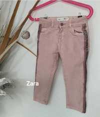 Spodnie Zara dla dziewczynki 92cm różowe z brokatem miękkie