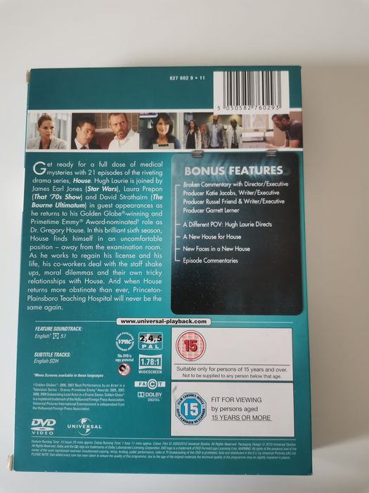 Dr House MD Série em DVD em excelente estado Temporadas 1/2/3/4/5/6