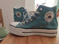 Buty na koturnie typu Converse błękitne 38