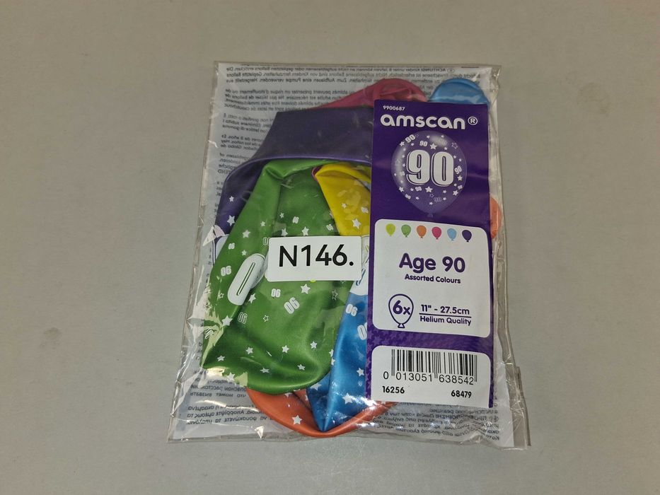 N146 Balony Lateksowe Amscan 90 Urodziny Baloniki Zestaw 6 Sztuk