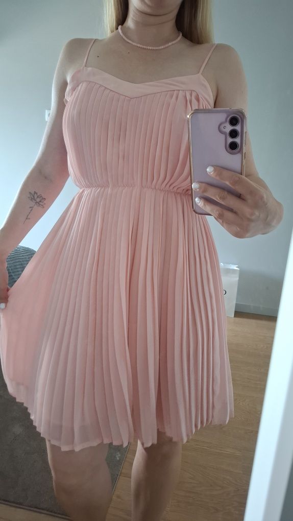 Vestido mango cor-de-rosa