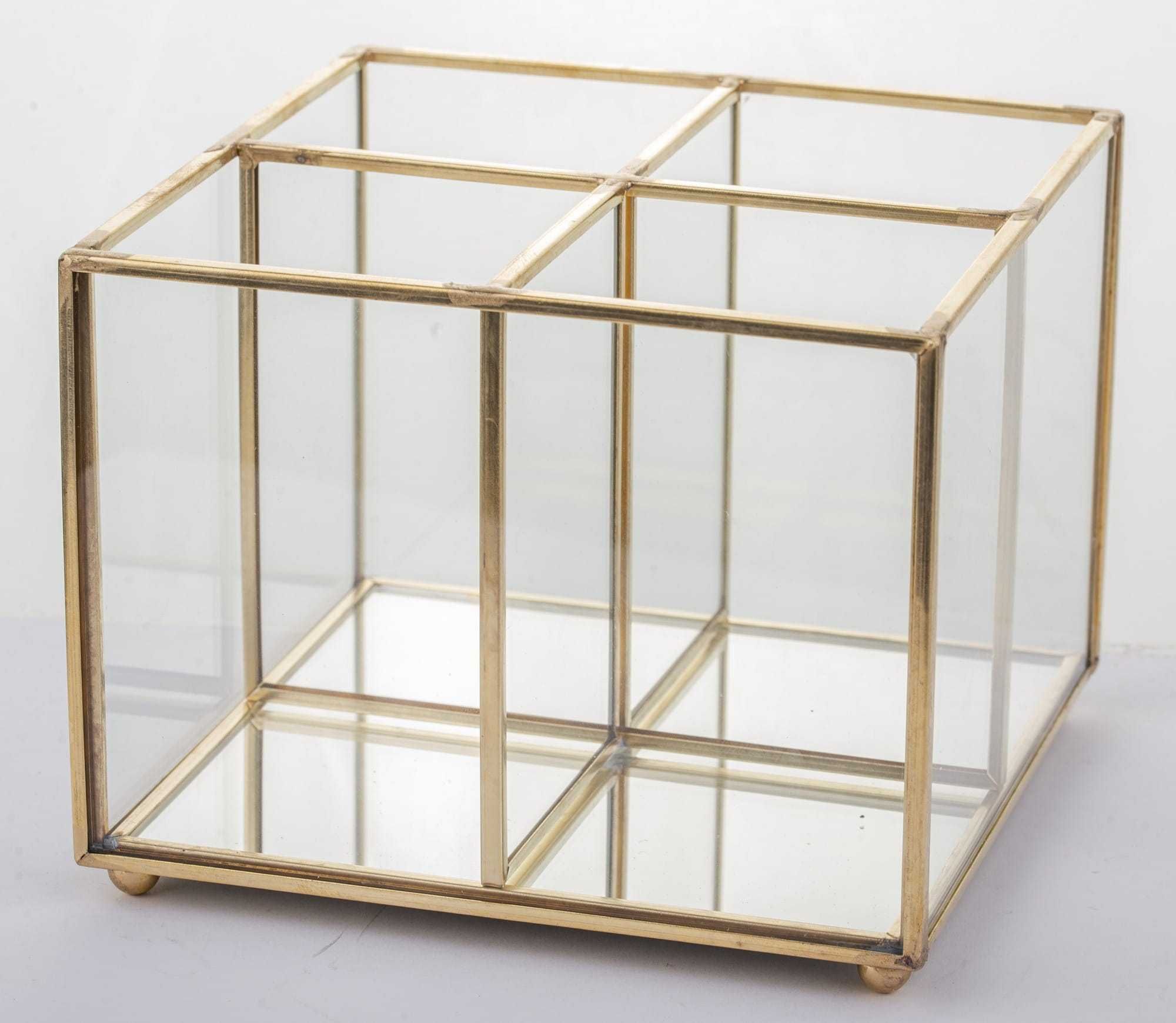 Organizer szkatułka szklana metal szkło złota