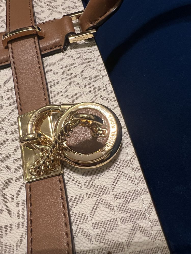 Torebka skórzana Michael Kors w kolorze kremowo brązowym