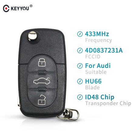 Ключ 4D0837231A,433 МГЦ,Чип ИММО ID 48,Audi