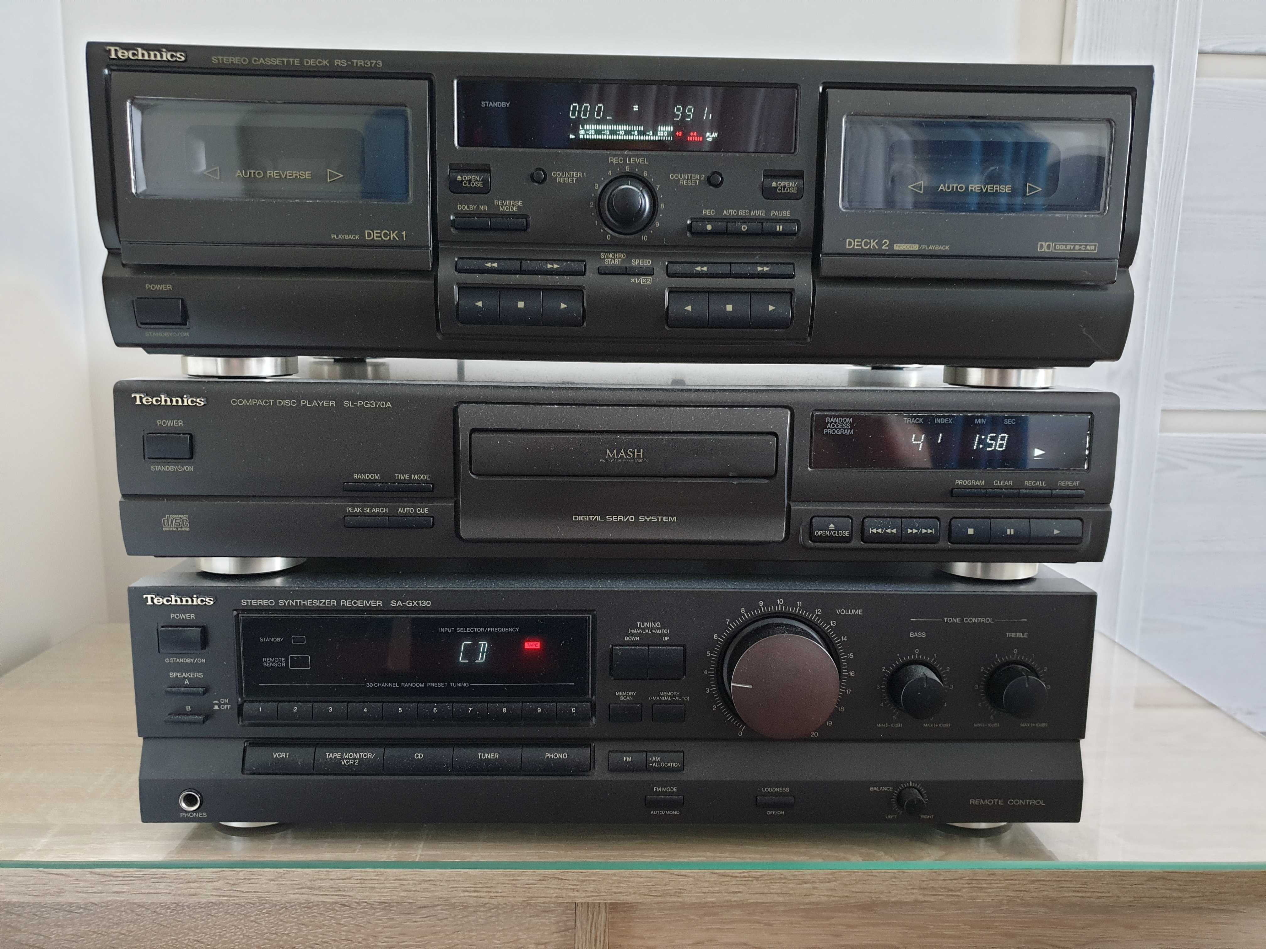 Wieża Technics SA-GX130, SL-PG370A, RS-TR373, instrukcja, przewody