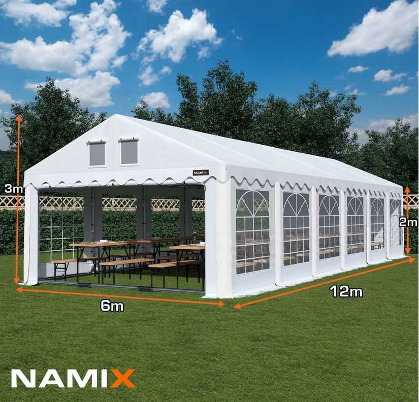 Namiot PRESTIGE 6x12-2,6m ogrodowy imprezowy garaż wzmocniony PVC 560g