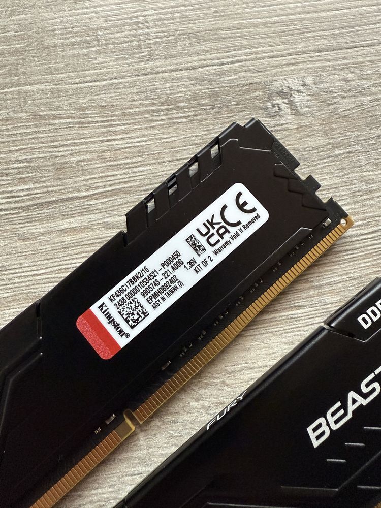 Оперативна памʼять DDR4 16gb(2x8) 3600MHz CL17 Kingston FURY Beast