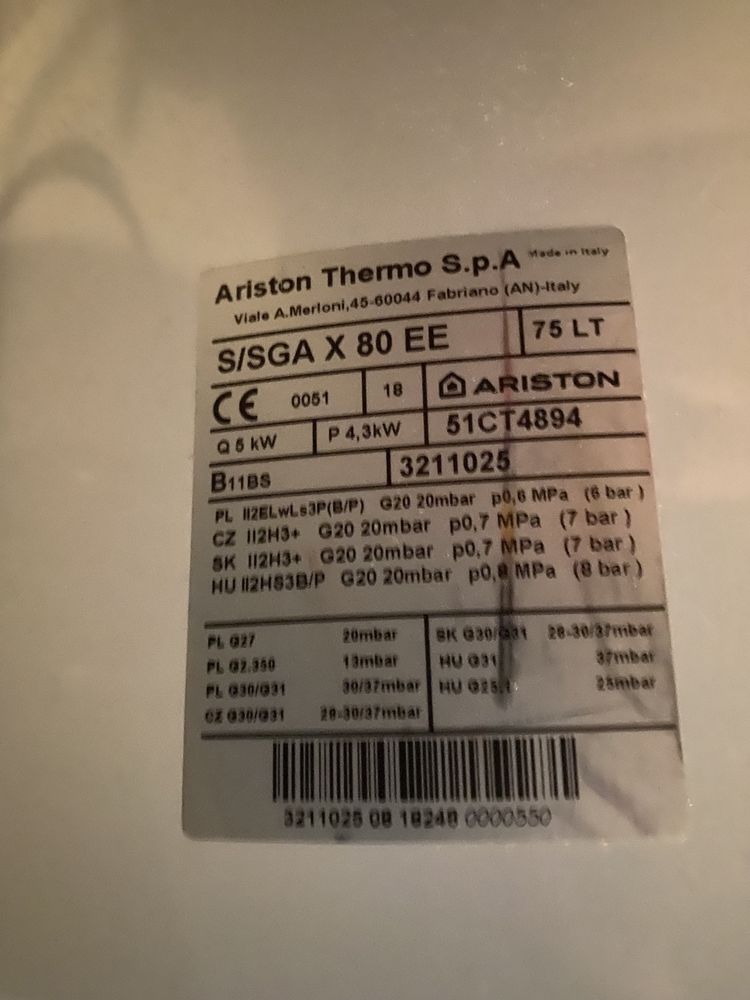 Boiler gazowy Ariston 60l