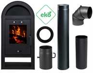PIEC - KOZA KOMINEK ECO STALOWY  NEGRO 7,5KW + zestaw przyłączeniowy