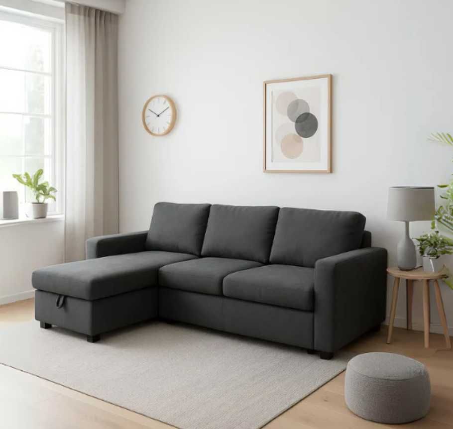 Sofá-cama com chaise longue com arrumaçao - Paton