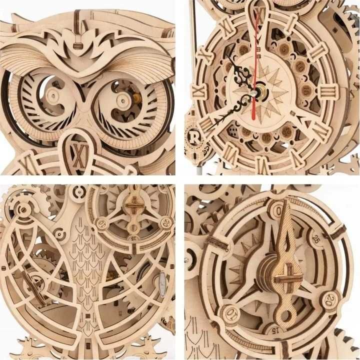 Drewniane Puzzle Robotime Model 3D Zegar Sowa Owl Clock DIY 161 el.