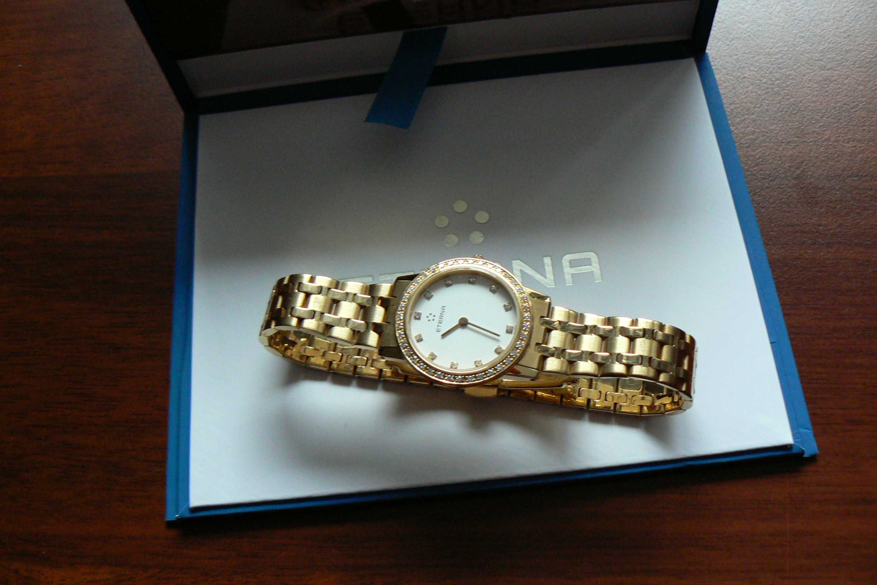 Eterna 18K gold złoto 750 złoty zegarek diamenty brylanty