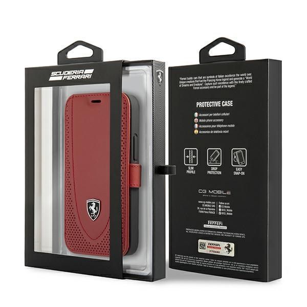 Etui Ferrari iPhone 12 Mini 5,4" Czerwony Off Track Perforated