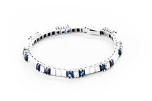 Złota Bransoletka - TENISÓWKA - Szafiry Diamenty - 18K 23,45g - WŁOCHY