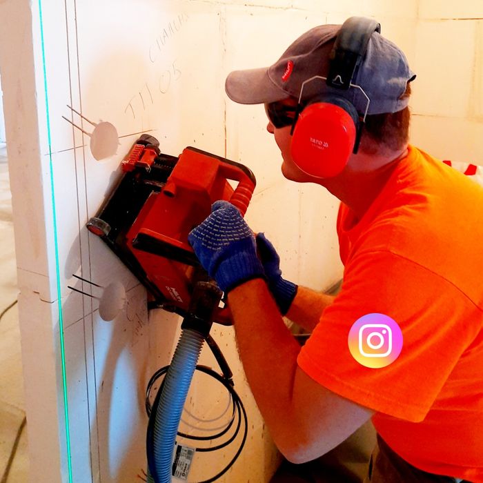 Услуги электрика. Штробление стен без пыли Hilti. Штробы, подрозетники