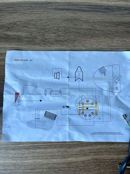 NOWA POLSKA instalacja elektryczna WSK 125 B3 JEDNORAMÓWKA