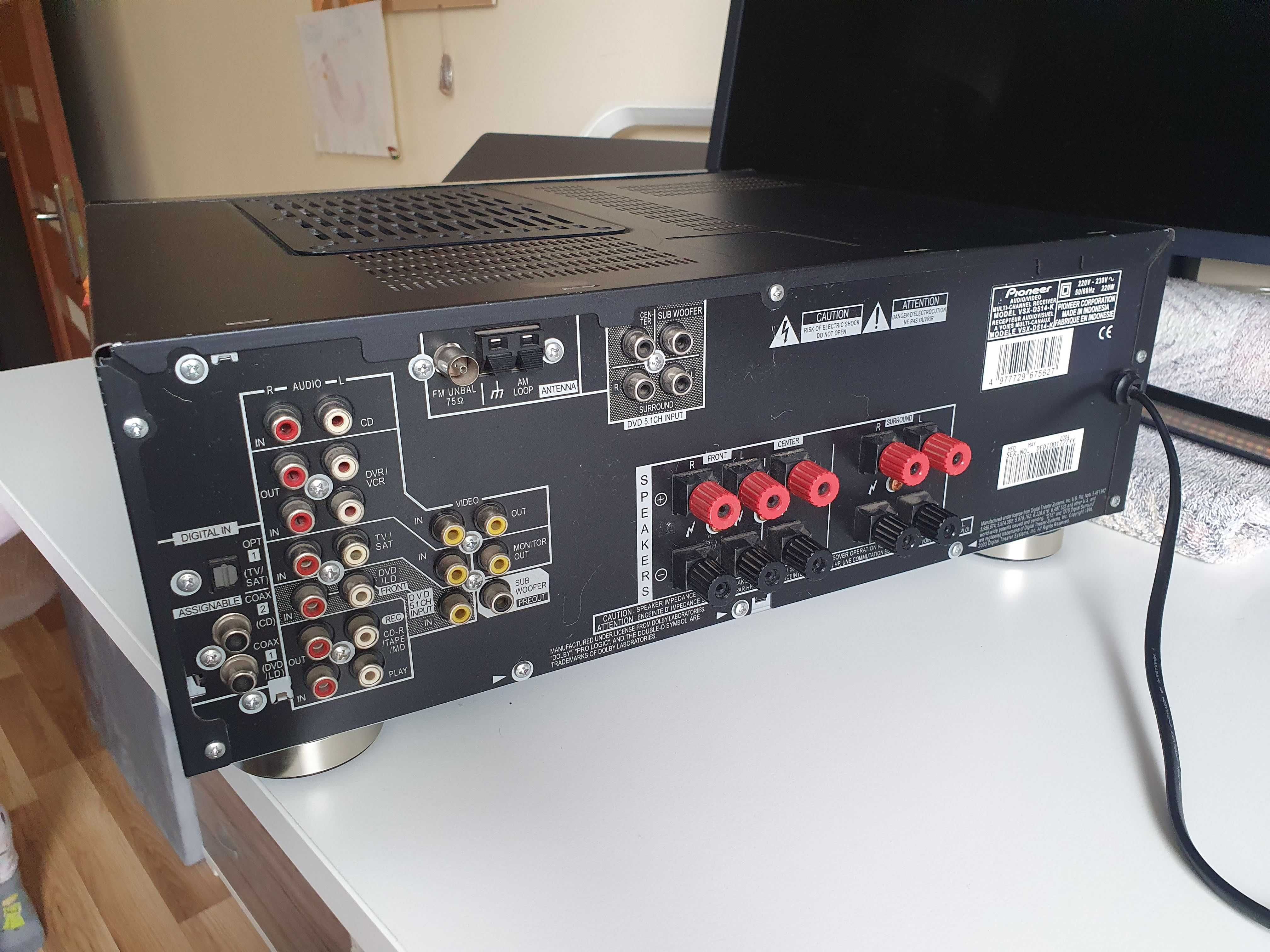 PIONEER VSX-D514 z pilotem amplituer wzmacniacz kino domowe 5.1 optyk