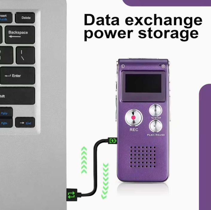 Mini Gravador com Ecrã & Reprodução de Som Externo