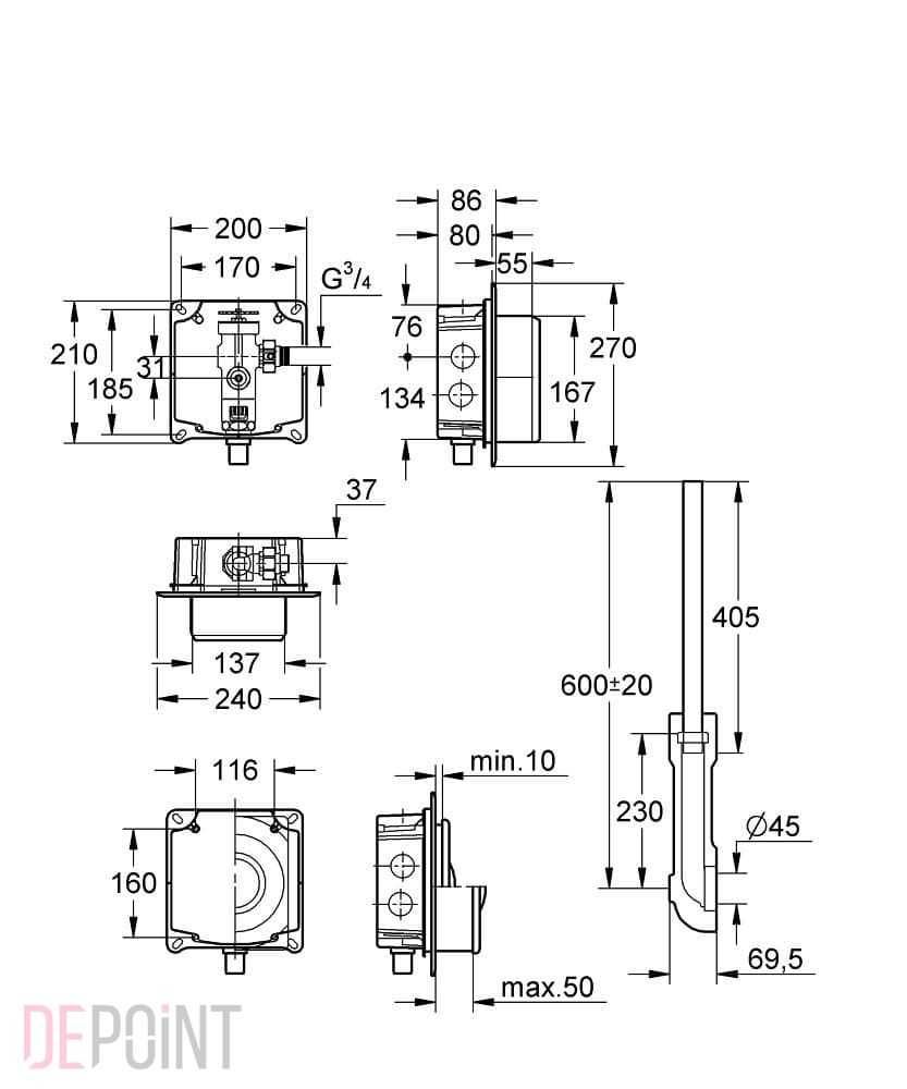 Инсталляция скрытого монтажа Grohe (37153000)