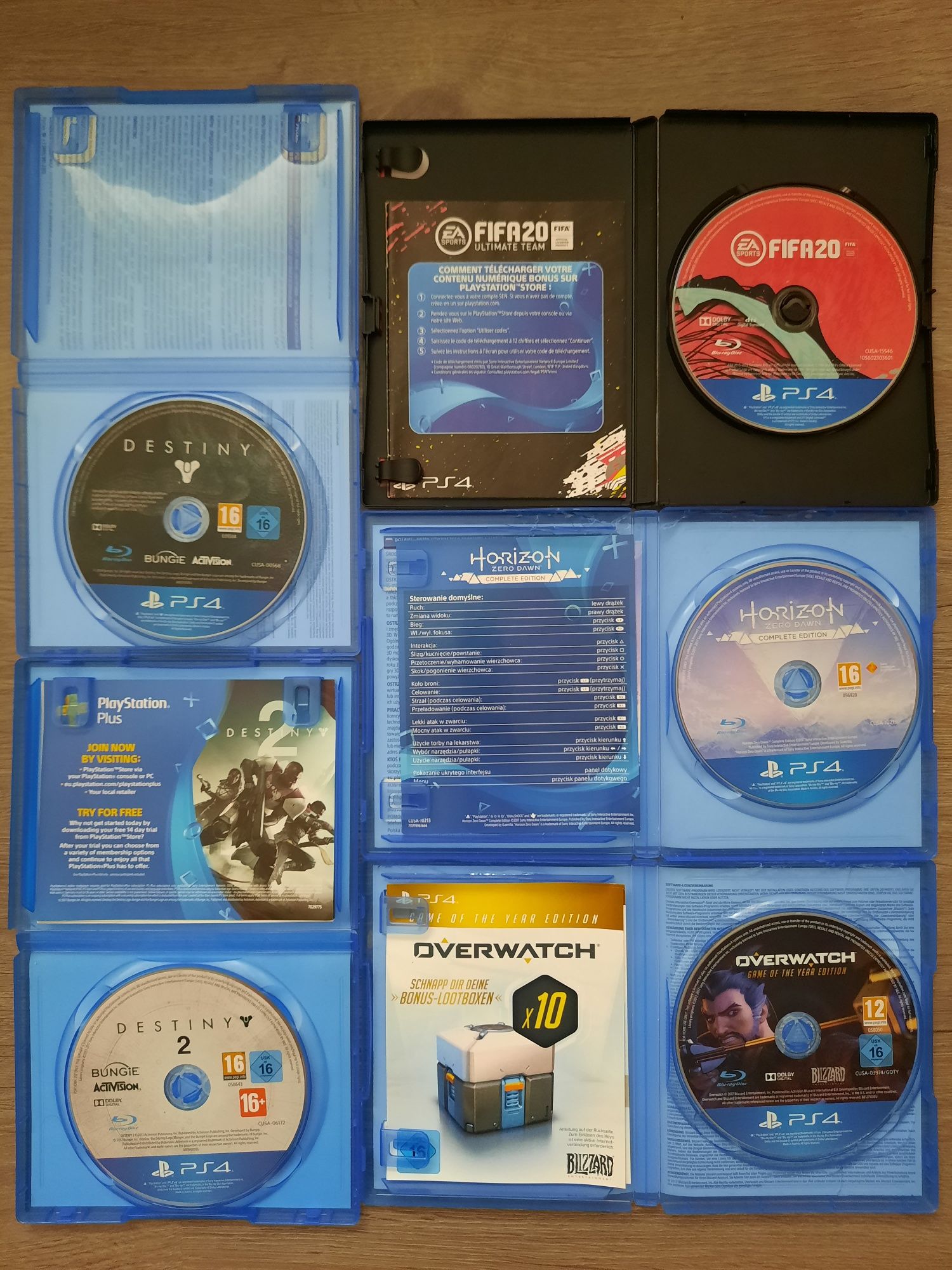 Лот 16 ігор для sony PS4: Horizon, Destiny, Overwatch, CoD, Fifa 19,20