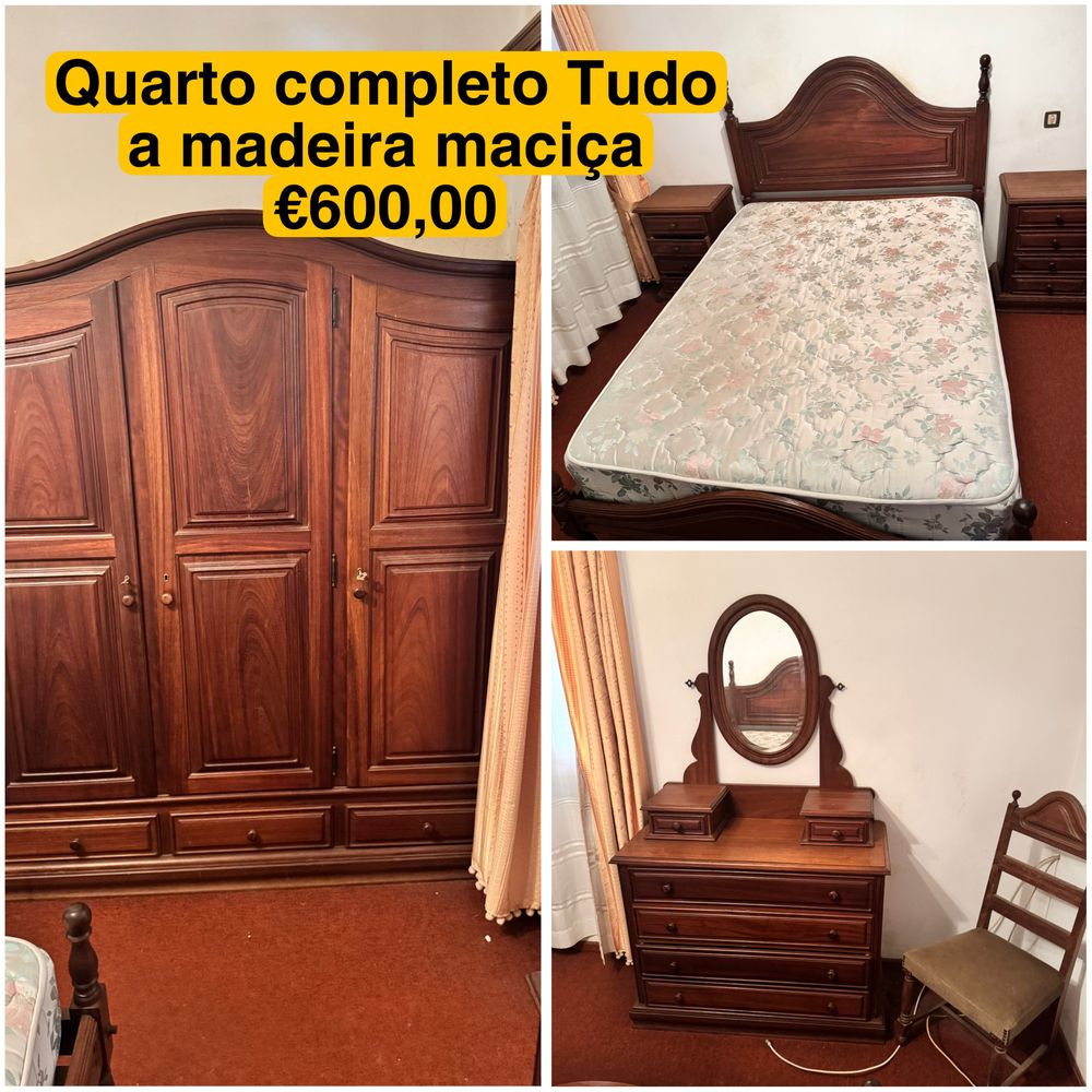 Cama, armario, colchao e penteadeira