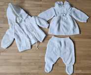 Komplet do chrztu wełniany handmade biały dziewczynka 62-68 zima