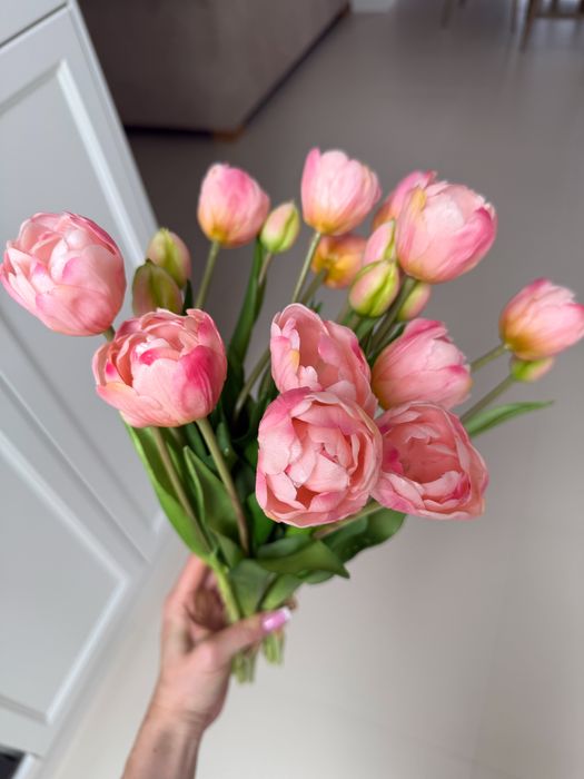 Tulipany silikonowe różowe pink zestaw 3 pęczków tulipanów home&you