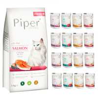 Karma sucha dla kotów po sterylizacji PIPER 3kg łosoś + 16 x 100