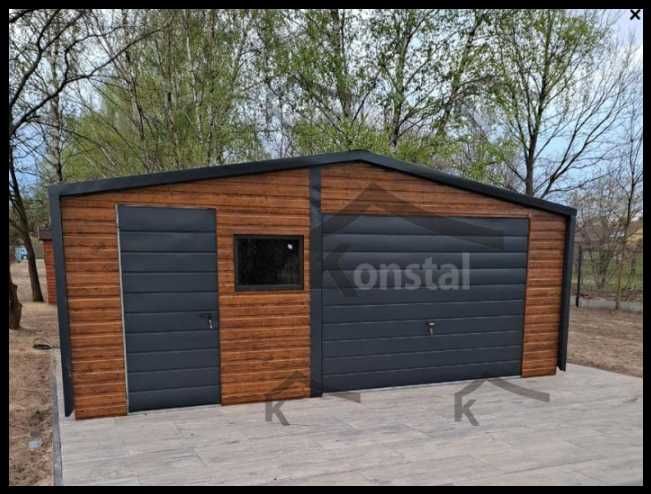 garaż blaszany 6x5 dwuspad EXTRALINE v4 - Blachodachówka - rynny okna