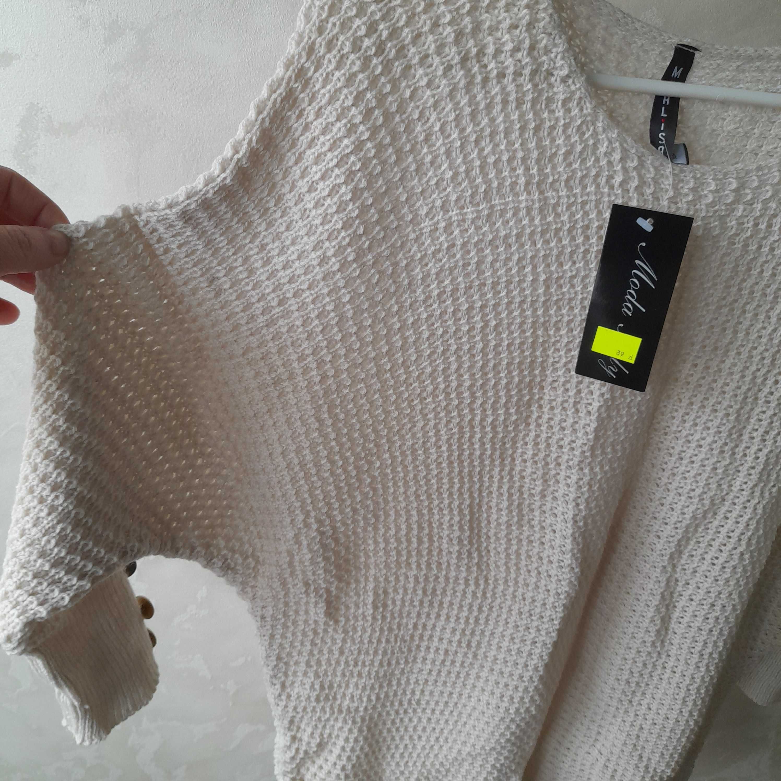 NOWY! Sweter damski włoski uni M L Xl beżowy