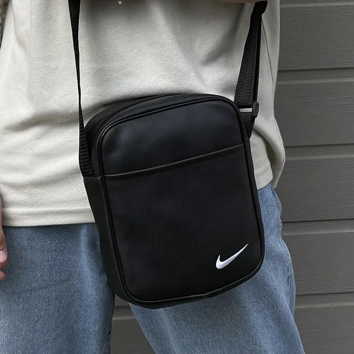 Сумка барсетка мужская черная эко кожа найк