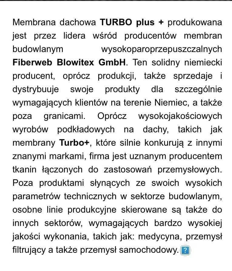 Membrana dachowa Turbo plus 3000