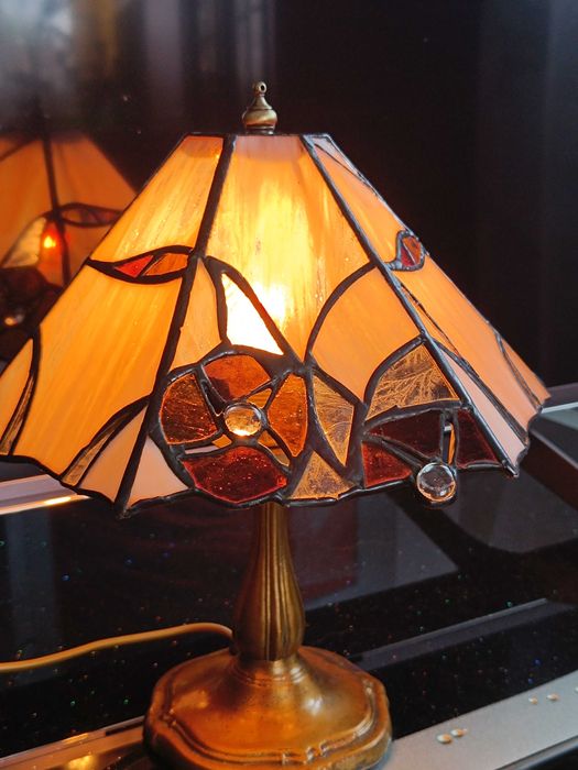 Lampa ,, Tiffany " witraż , sześciobok - klosz