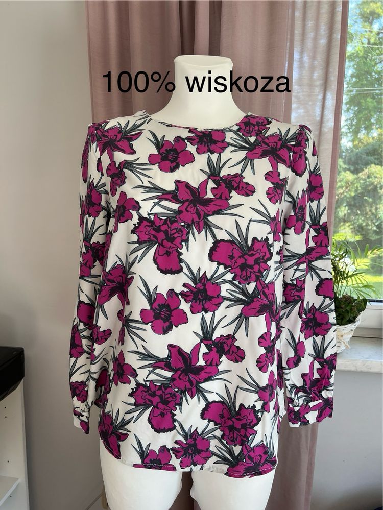 Bluzka z wiskozy bluzka w kwiaty elegancka bkuzka