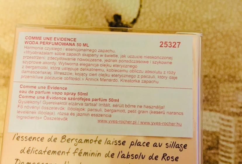 Comme une Evidence NOWE perfumy, Folia, evidence, yves rocher, comme