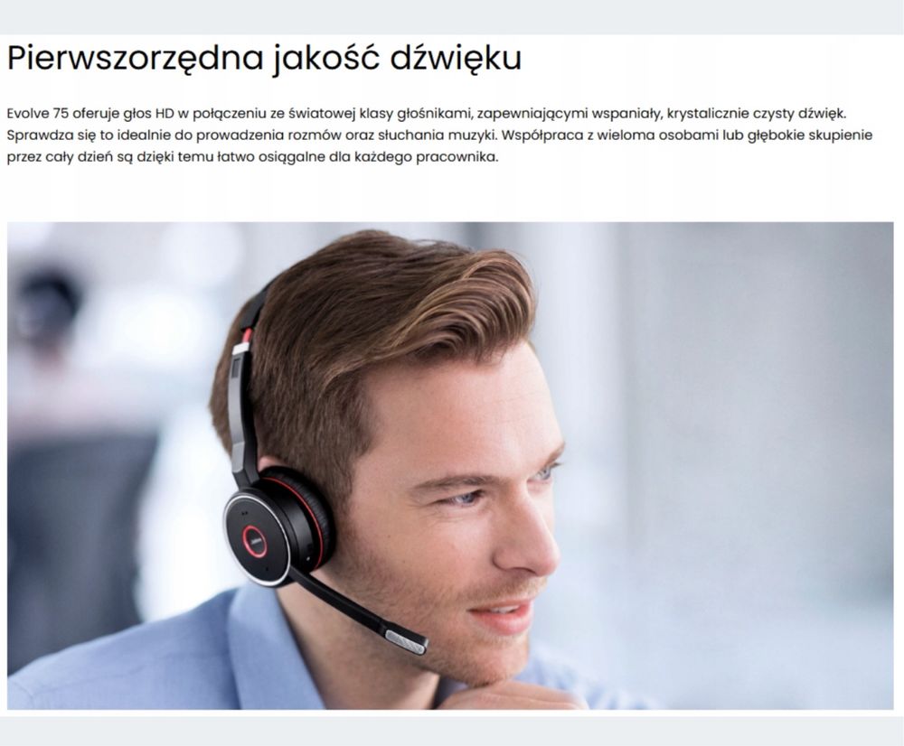 Słuchawki bezprzewodowe nauszne Jabra Evolve 75 SE Z Mikrofonem