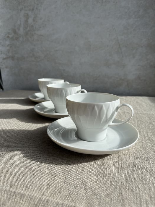 Zestaw śniadaniowy Thomas bialy ze srebrną dekoracją