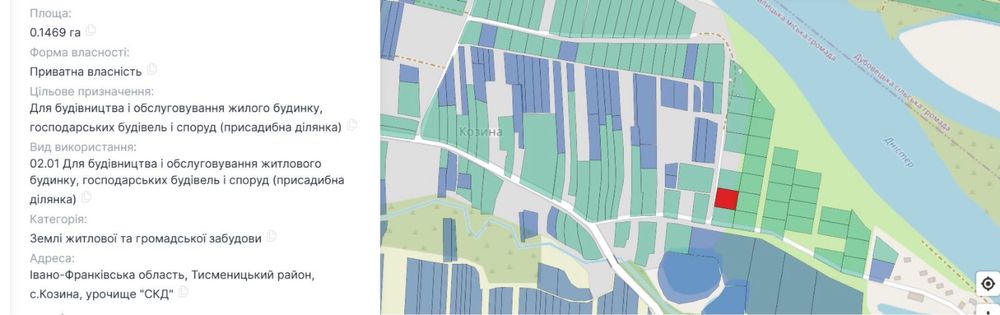 Продаж земальна ділянка під будівництво с. Козина неподалік Галич