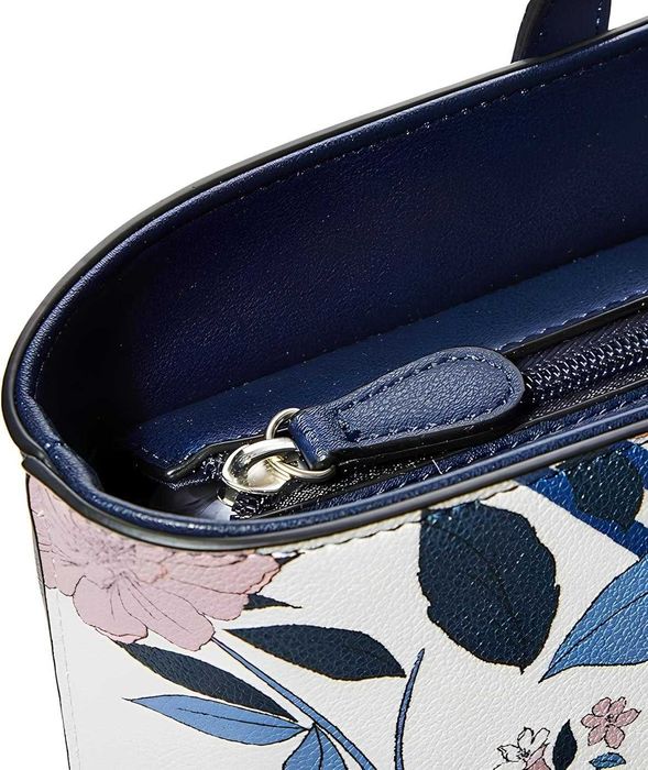 DE1 Damska Torebka Do Ręki Shopper Kwiaty Vintage Pojemna Usztywniana